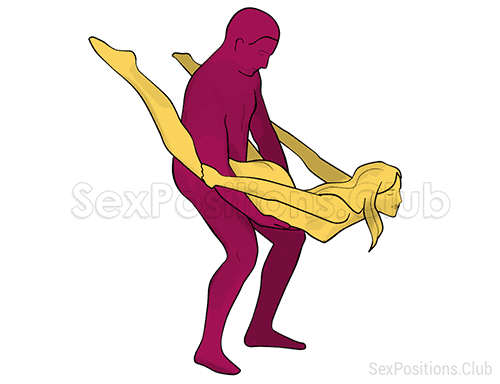 Sex position #291 - Flying dutchman. (from behind, rear entry, standing). Kamasutra - Photo, picture, image