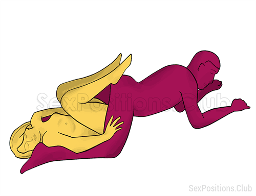 Sex position #287 - Tight vagina. (reverse, lying down). Kamasutra - Photo, picture, image