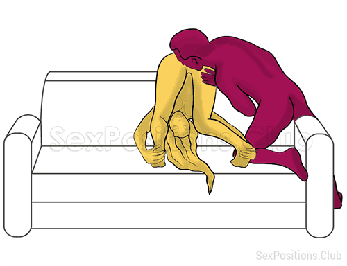 Sex position #507 - Butler (on the couch). (anal play, clitoral stimulation, cunnilingus, from behind, hard level, man active, oral sex, sofa, without penetration)